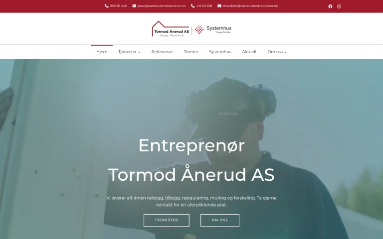 Forsiden til aanerudentreprenor.no