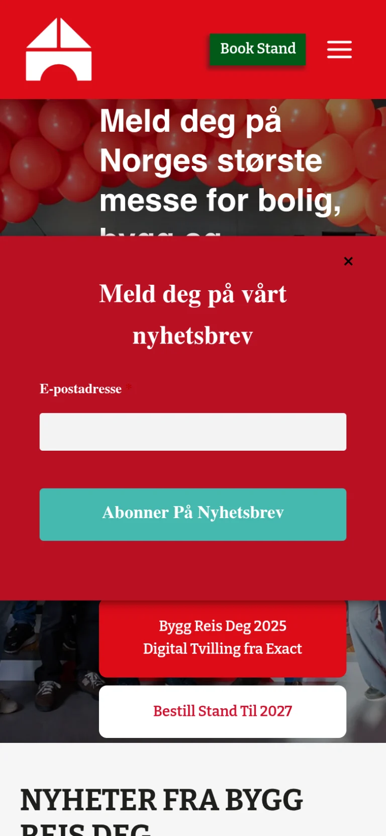 Forsiden til byggreisdeg.no på mobil